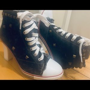 Punk Rock Converse-Style Sneaker Heels - Size 8